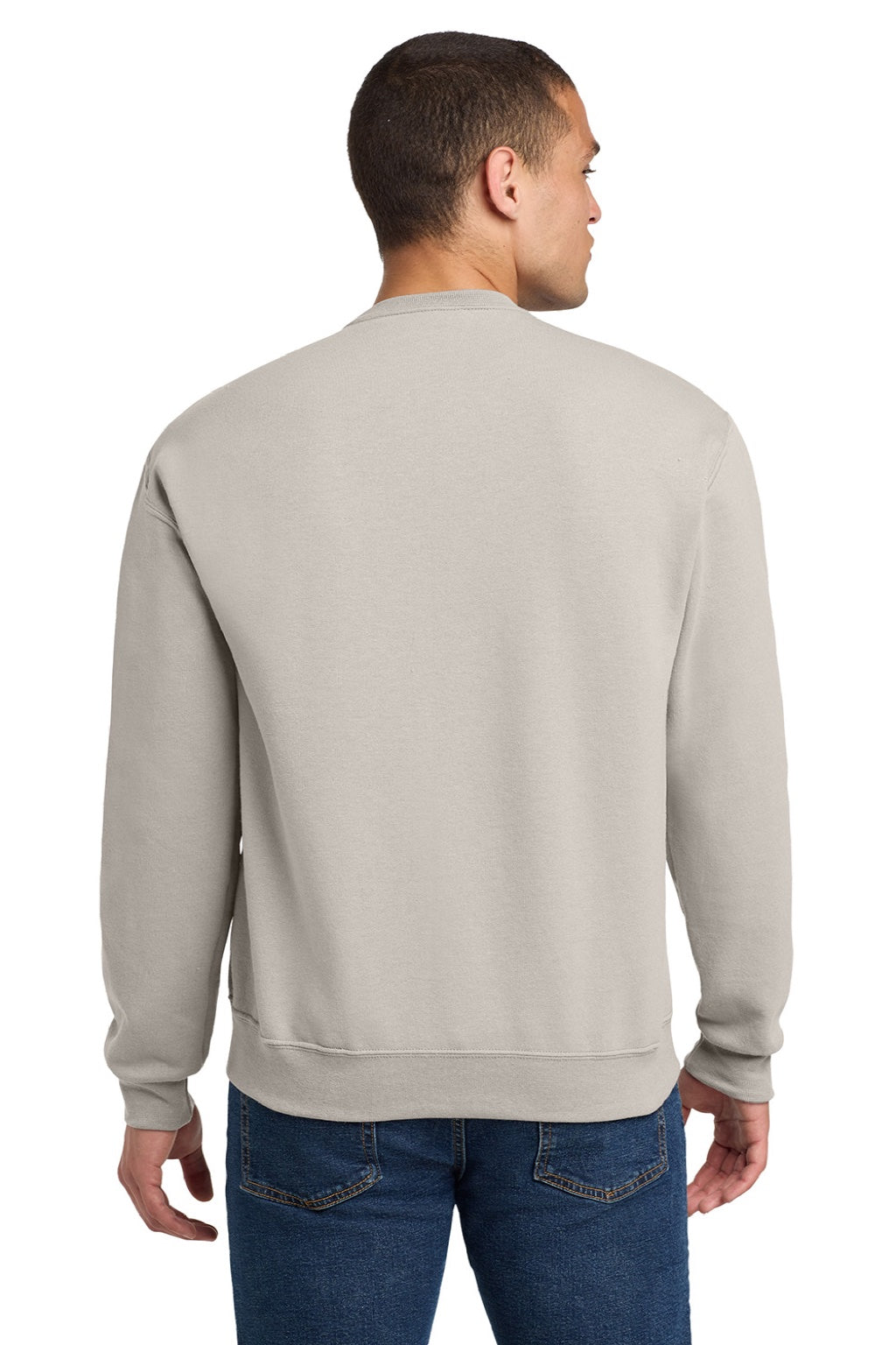 Jerzees 562M/562MR Mens NuBlend Fleece Crewneck Sweatshirt Sandstone Brown Model Back