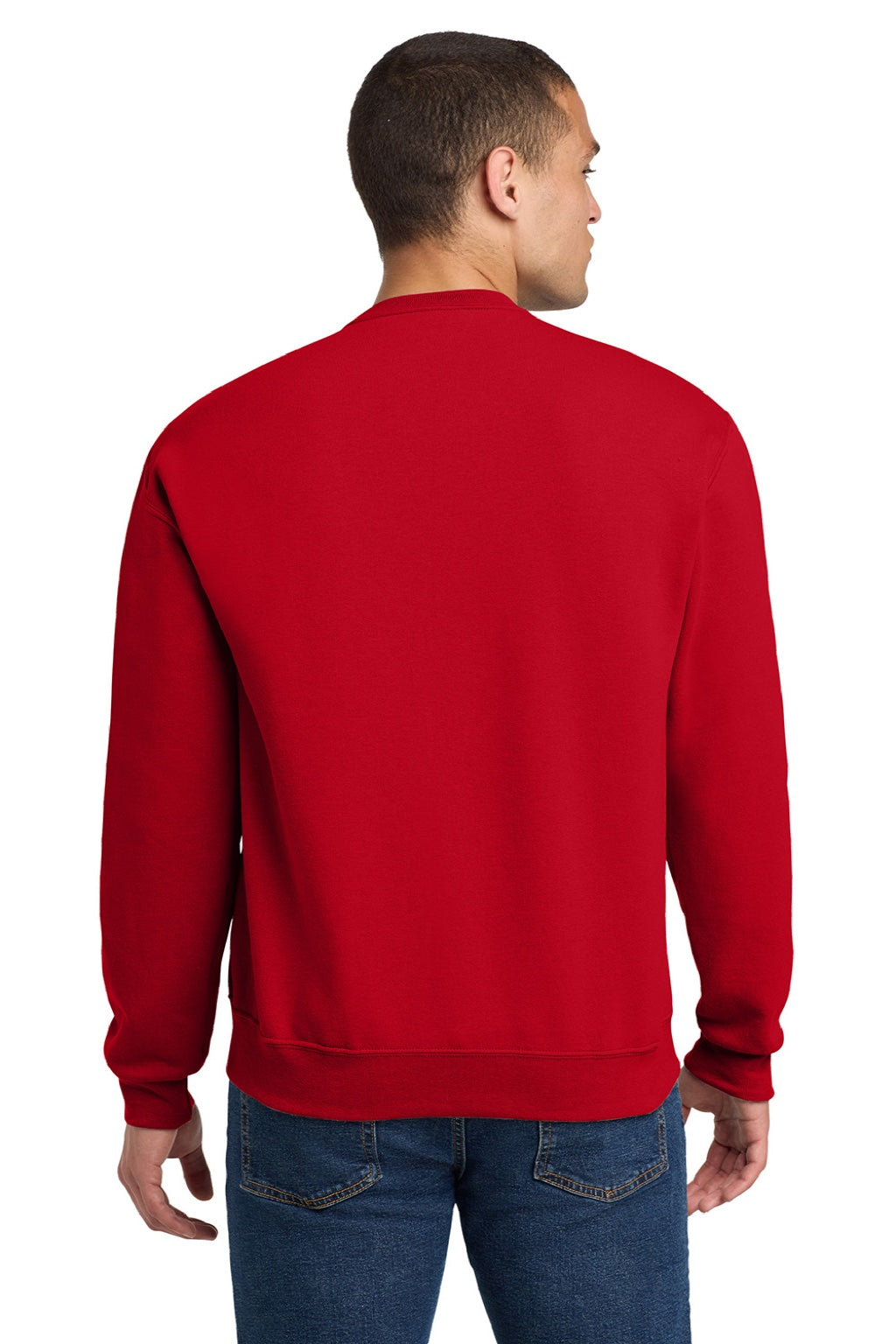 Jerzees 562M/562MR Mens NuBlend Fleece Crewneck Sweatshirt True Red Model Back