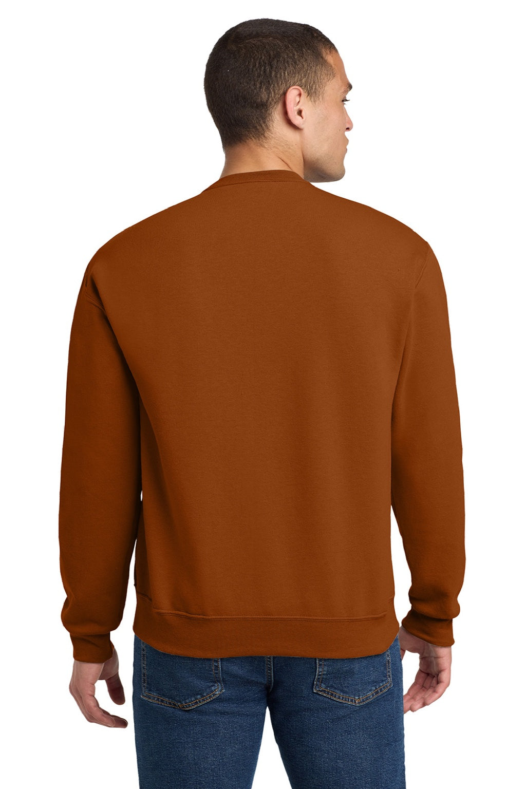 Jerzees 562M/562MR Mens NuBlend Fleece Crewneck Sweatshirt Texas Orange Model Back