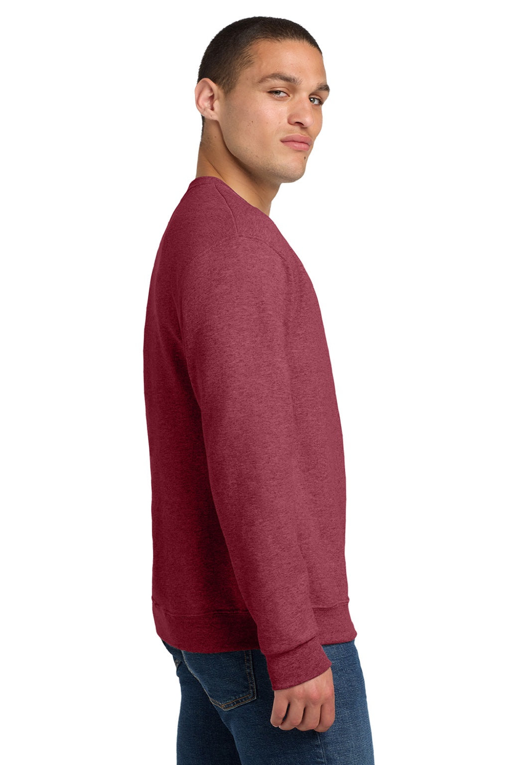 Jerzees 562M/562MR Mens NuBlend Fleece Crewneck Sweatshirt Vintage Heather Red Model Side