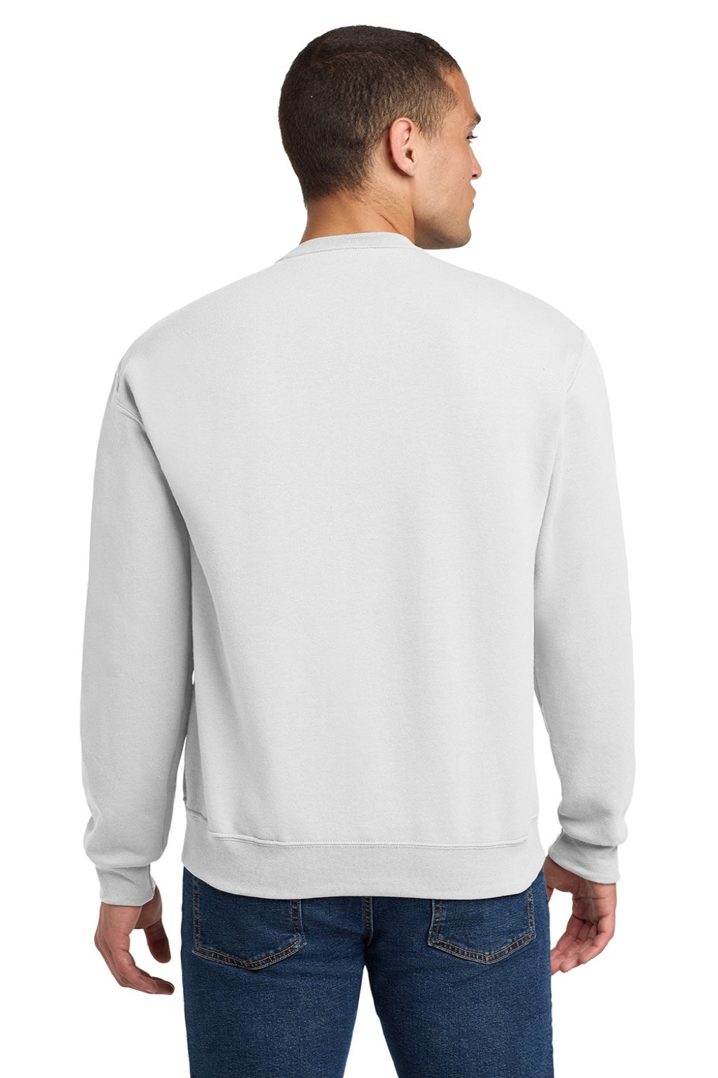 Jerzees 562M/562MR Mens NuBlend Fleece Crewneck Sweatshirt White Model Back