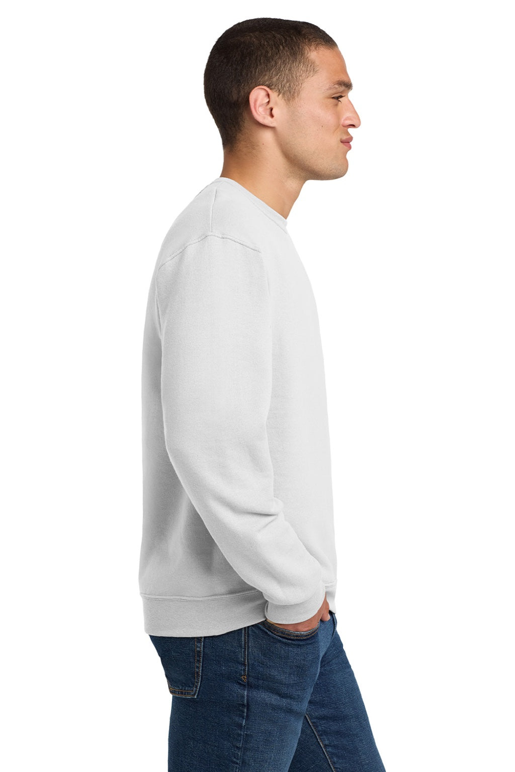 Jerzees 562M/562MR Mens NuBlend Fleece Crewneck Sweatshirt White Model Side
