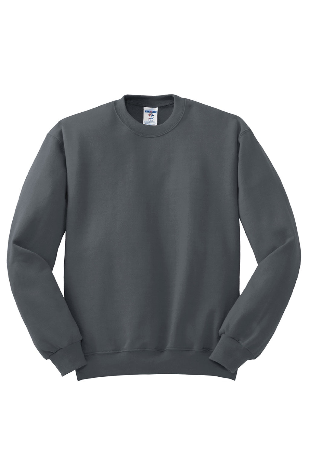 Jerzees 562M/562MR Mens NuBlend Fleece Crewneck Sweatshirt Charcoal Grey Flat Front