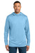 Carhartt CT106923 Mens Force Sun Defender Moisture Wicking Long Sleeve Hooded T-Shirt Hoodie w/ Pouch Pocket Fresh Water Blue Model Front