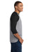 Gildan 5700 Mens 3/4 Sleeve Crewneck T-Shirt Sport Grey/Black Model Side