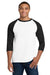 Gildan 5700 Mens 3/4 Sleeve Crewneck T-Shirt White/Black Model Front
