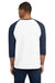 Gildan 5700 Mens 3/4 Sleeve Crewneck T-Shirt White/Navy Blue Model Back