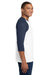 Gildan 5700 Mens 3/4 Sleeve Crewneck T-Shirt White/Navy Blue Model Side