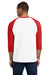 Gildan 5700 Mens 3/4 Sleeve Crewneck T-Shirt White/Red Model Back