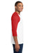 Gildan 5700 Mens 3/4 Sleeve Crewneck T-Shirt White/Red Model Side