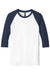 Gildan 5700 Mens 3/4 Sleeve Crewneck T-Shirt White/Navy Blue Flat Front
