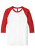 Gildan 5700 Mens 3/4 Sleeve Crewneck T-Shirt White/Red Flat Front