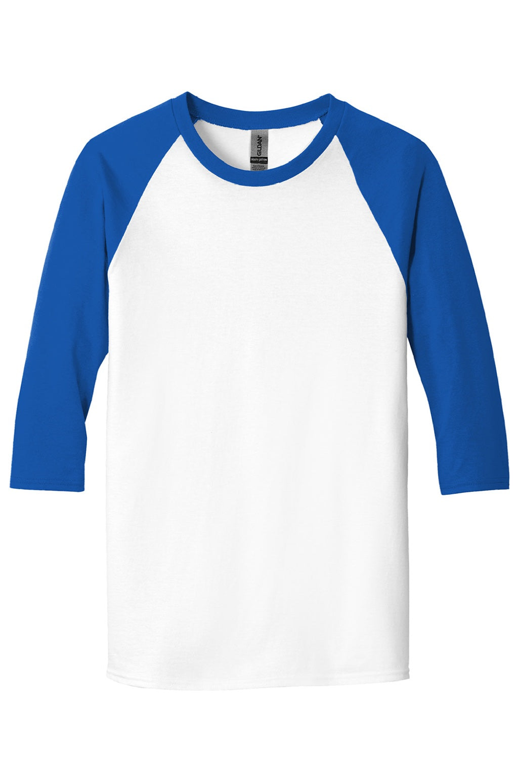 Gildan 5700 Mens 3/4 Sleeve Crewneck T-Shirt White/Royal Blue Flat Front