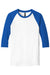 Gildan 5700 Mens 3/4 Sleeve Crewneck T-Shirt White/Royal Blue Flat Front