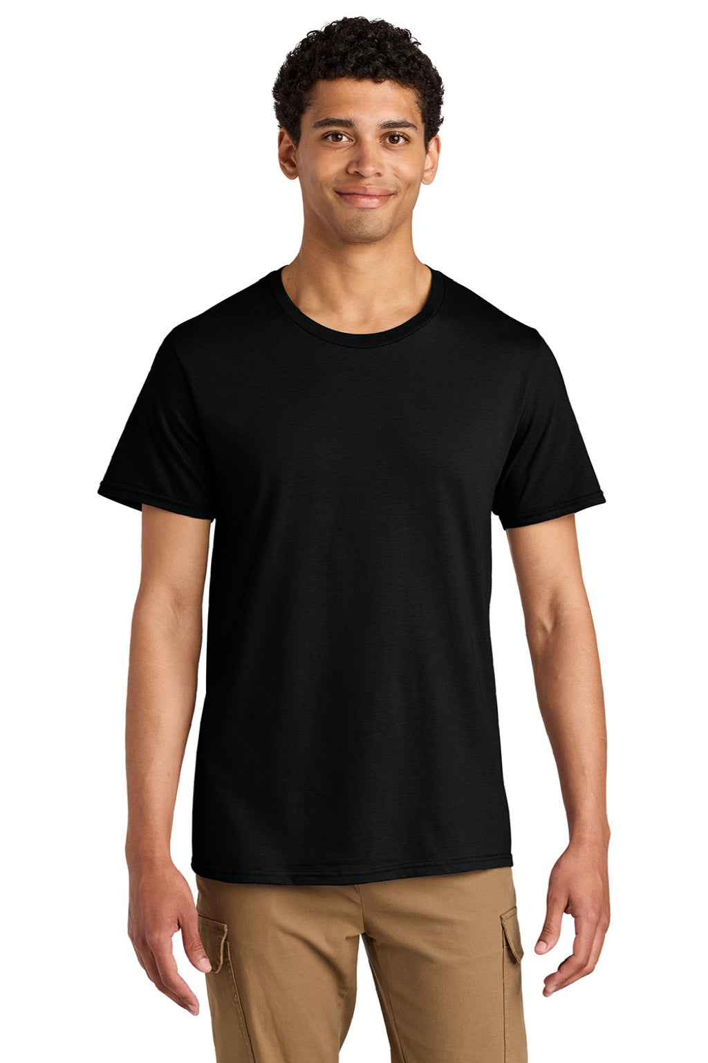 Jerzees 570M Mens Premium Short Sleeve Crewneck T-Shirt Black Ink Model Front