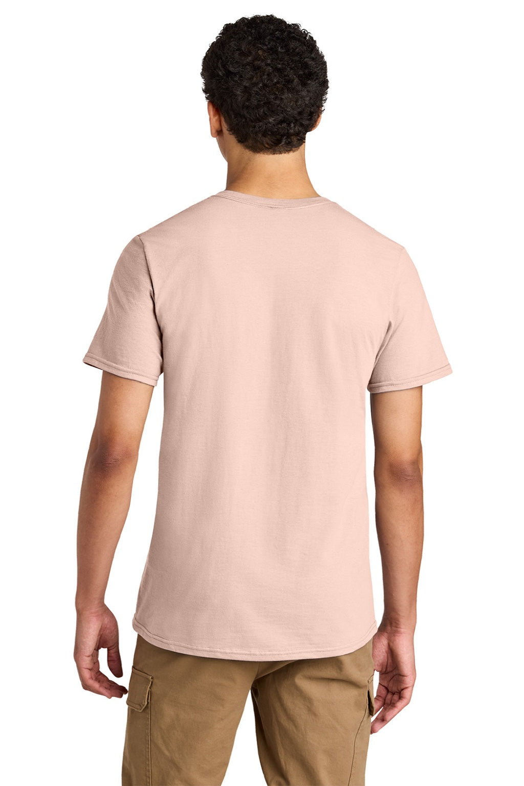 Jerzees 570M Mens Premium Short Sleeve Crewneck T-Shirt Blush Pink Model Back