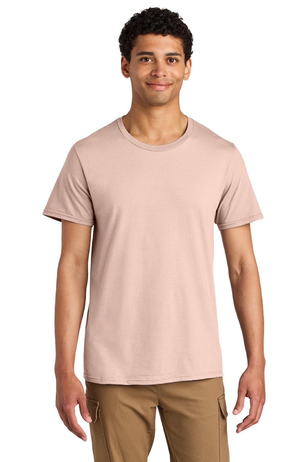 Jerzees 570M Mens Premium Short Sleeve Crewneck T-Shirt Blush Pink Model Front