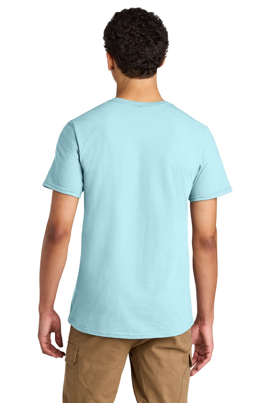 Jerzees 570M Mens Premium Short Sleeve Crewneck T-Shirt Breezy Blue Model Back