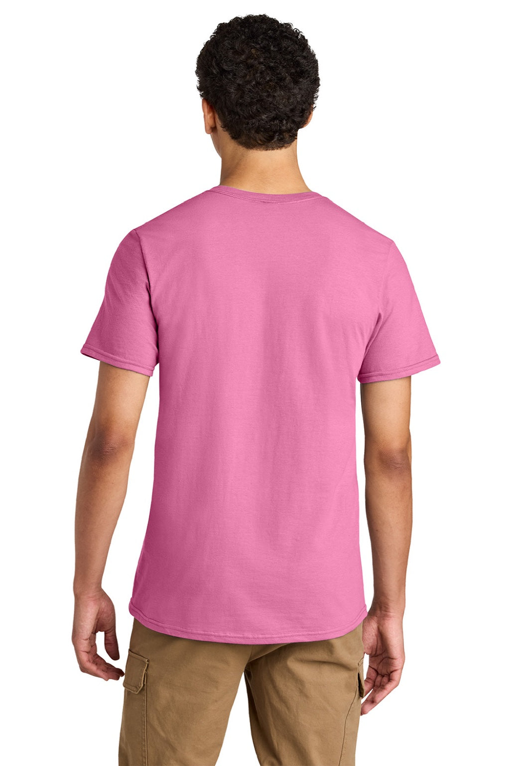 Jerzees 570M Mens Premium Short Sleeve Crewneck T-Shirt Bubblegum Pink Model Back