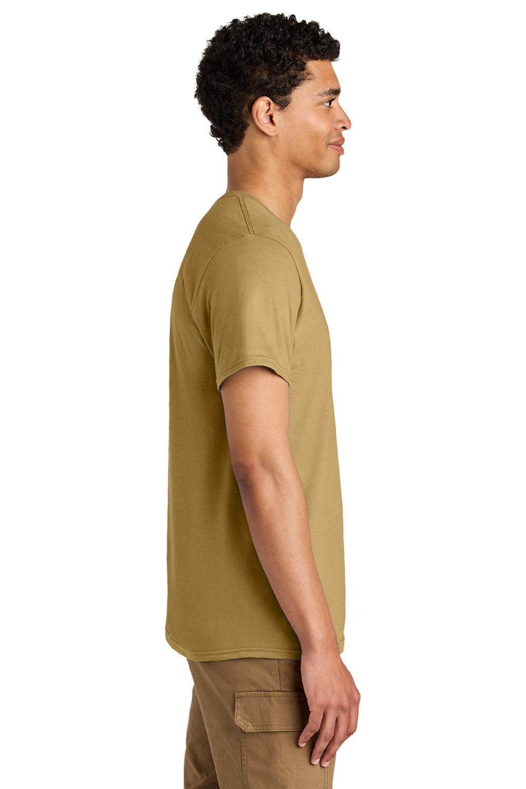 Jerzees 570M Mens Premium Short Sleeve Crewneck T-Shirt Butterscotch Model Side