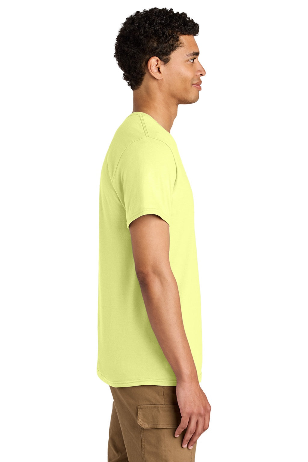 Jerzees 570M Mens Premium Short Sleeve Crewneck T-Shirt Celery Juice Model Side