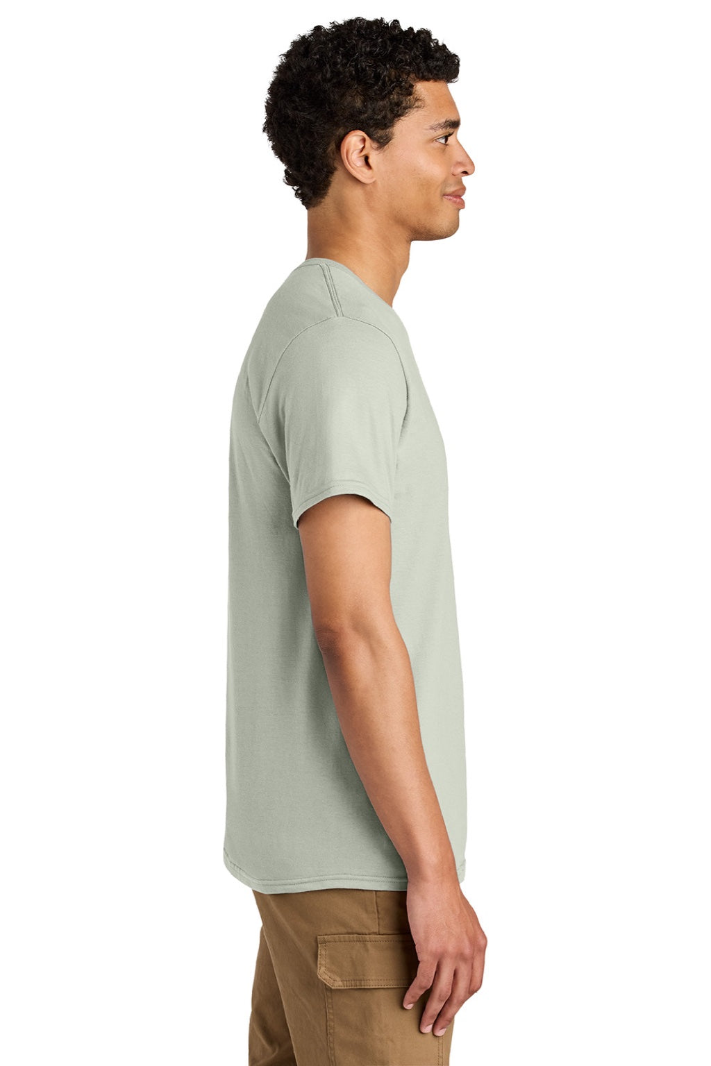 Jerzees 570M Mens Premium Short Sleeve Crewneck T-Shirt Limestone Model Side