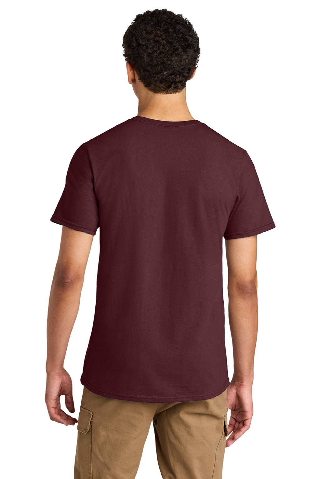 Jerzees 570M Mens Premium Short Sleeve Crewneck T-Shirt Maroon Model Back