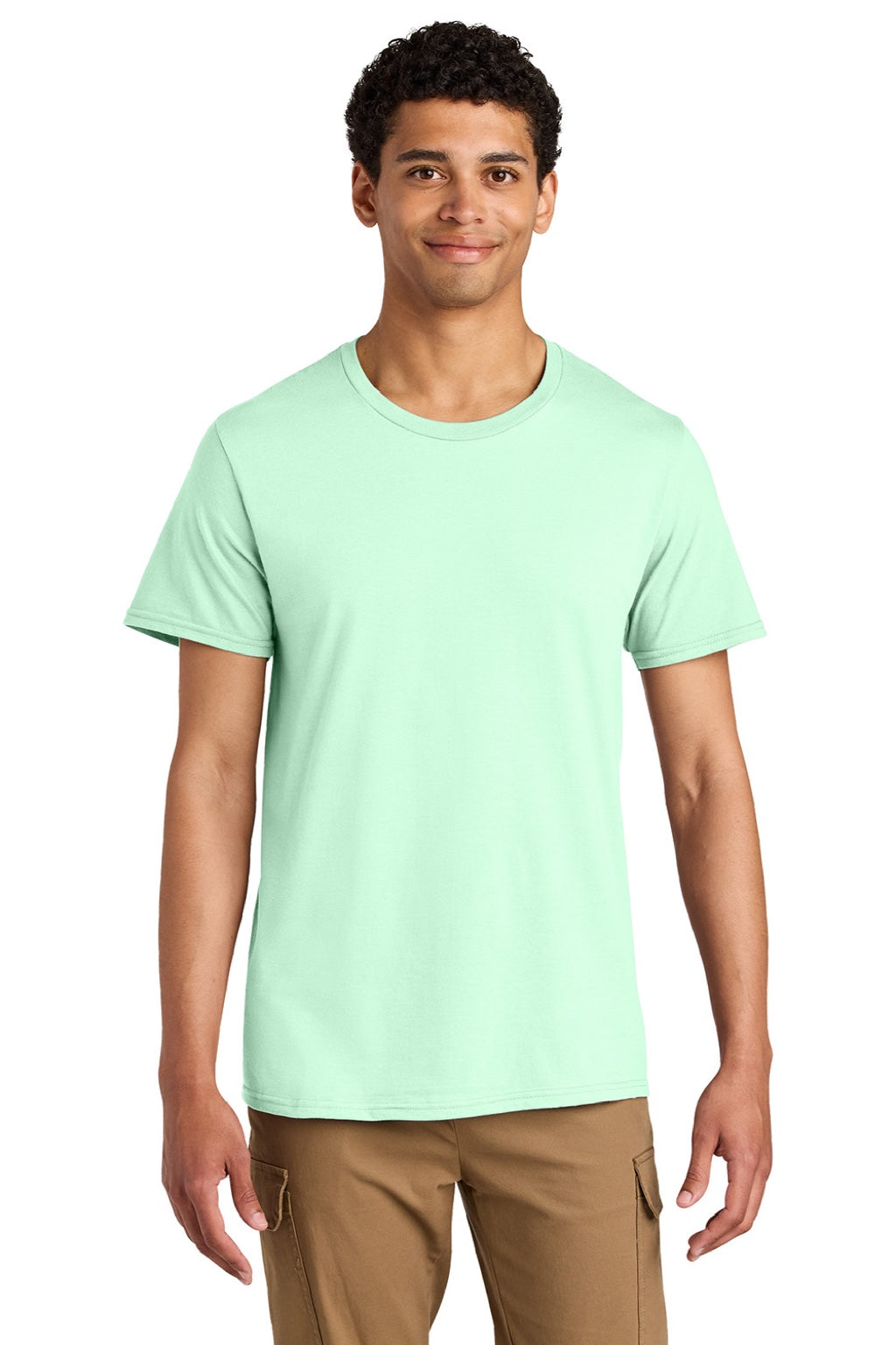 Jerzees 570M Mens Premium Short Sleeve Crewneck T-Shirt Mint To Be Green Model Front