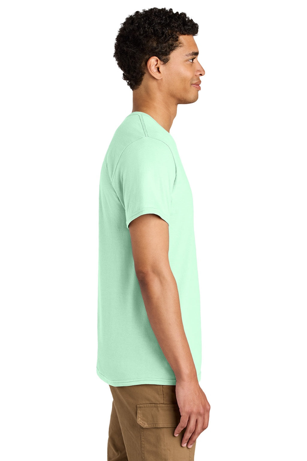 Jerzees 570M Mens Premium Short Sleeve Crewneck T-Shirt Mint To Be Green Model Side