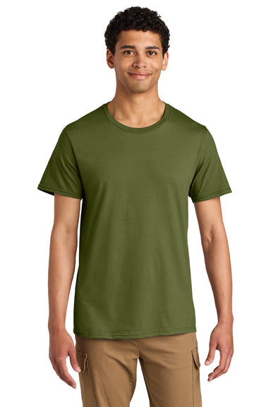 Jerzees 570M Mens Premium Short Sleeve Crewneck T-Shirt Olive Oil Green Model Front
