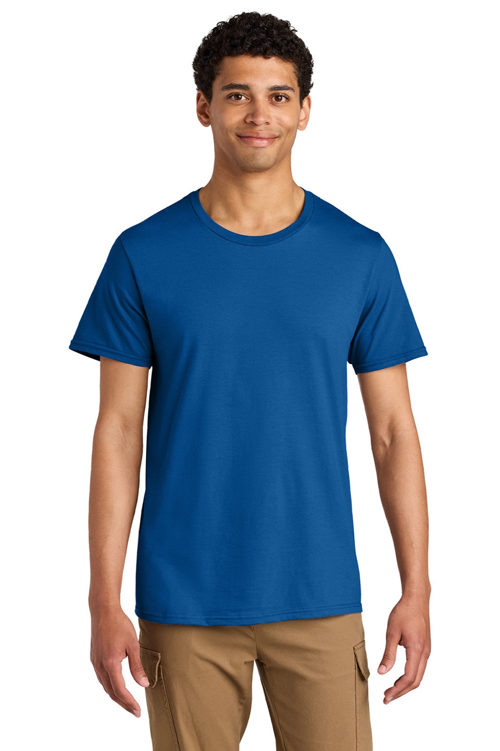 Jerzees 570M Mens Premium Short Sleeve Crewneck T-Shirt Royal Blue Model Front