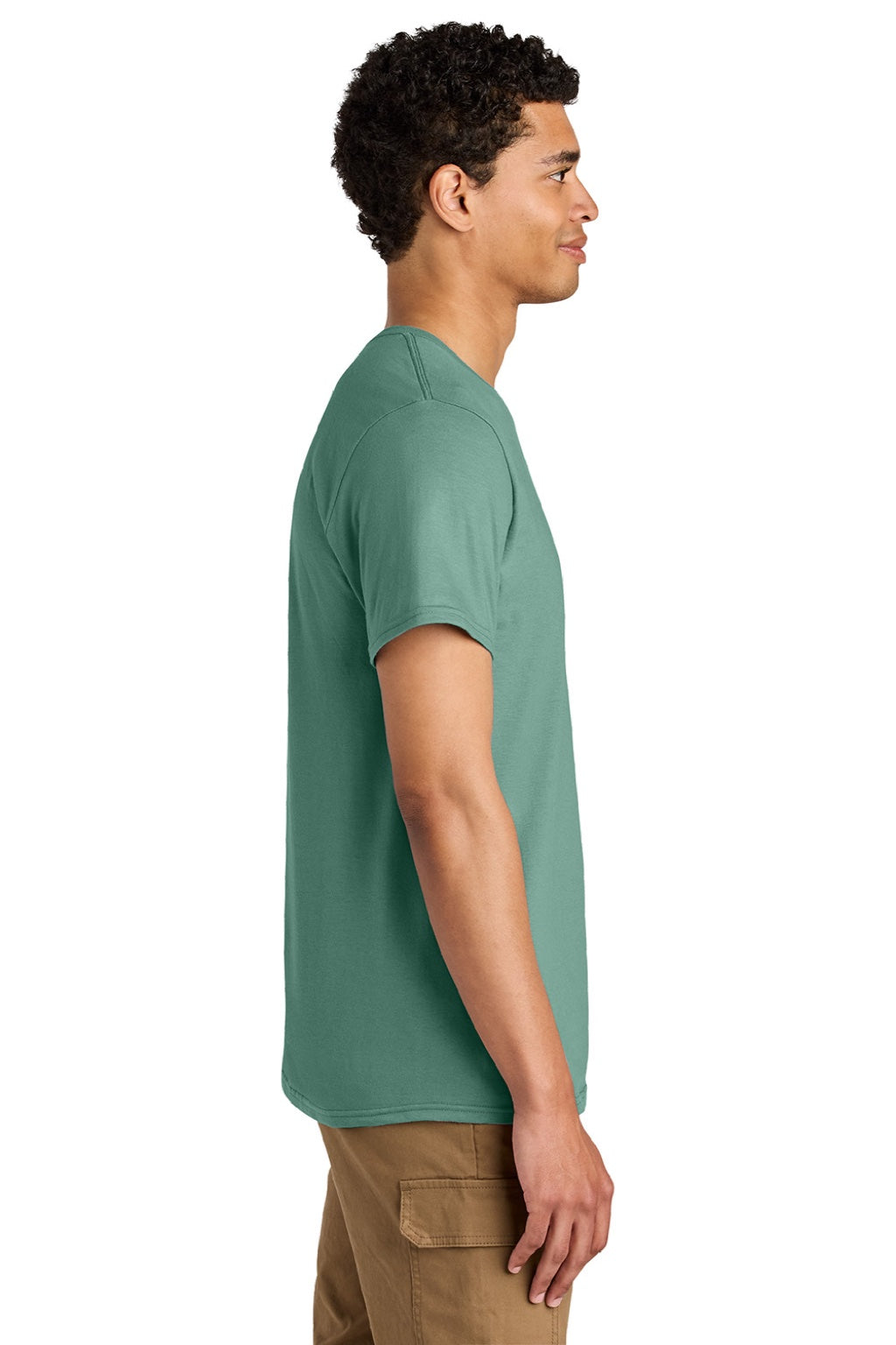 Jerzees 570M Mens Premium Short Sleeve Crewneck T-Shirt Sage Green Model Side