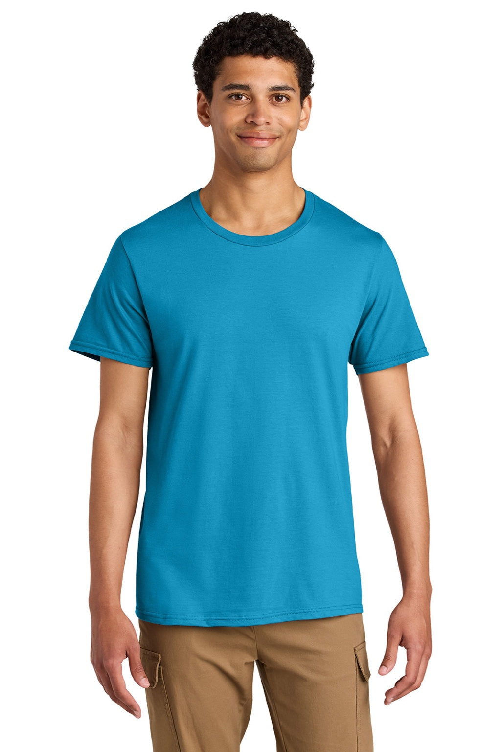 Jerzees 570M Mens Premium Short Sleeve Crewneck T-Shirt Soul Blue Model Front