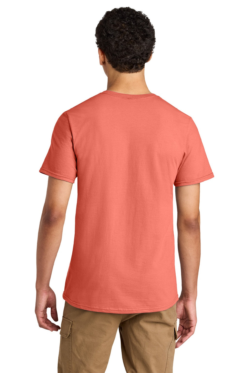 Jerzees 570M Mens Premium Short Sleeve Crewneck T-Shirt Sunset Coral Model Back
