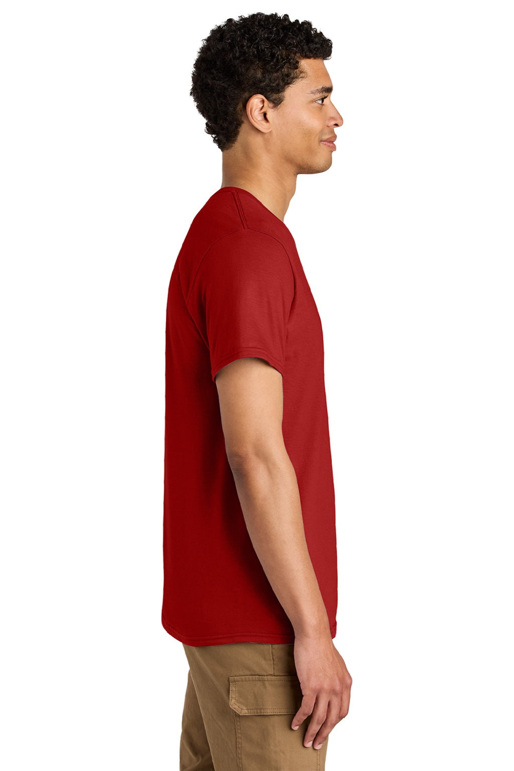 Jerzees 570M Mens Premium Short Sleeve Crewneck T-Shirt True Red Model Side