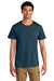 Jerzees 570M Mens Premium Short Sleeve Crewneck T-Shirt Washed Navy Blue Model Front