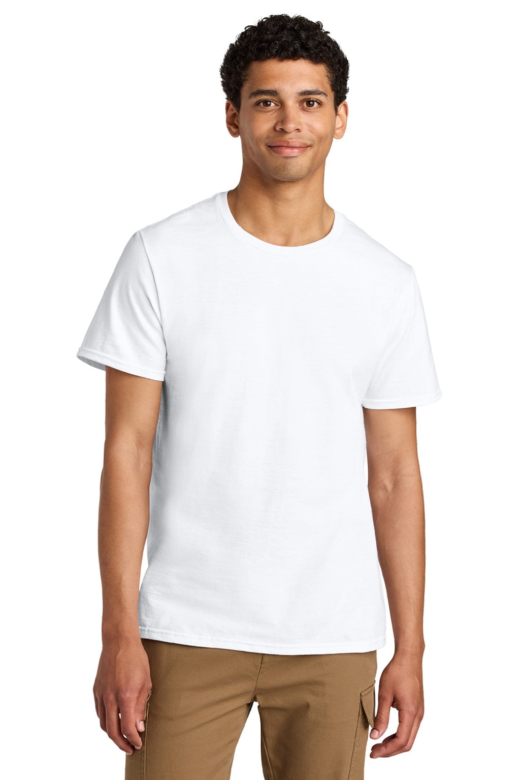 Jerzees 570M Mens Premium Short Sleeve Crewneck T-Shirt White Model Front