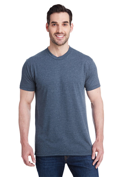 Bayside 5710 Mens USA Made Short Sleeve Crewneck T-Shirt Dark Grey Model Front
