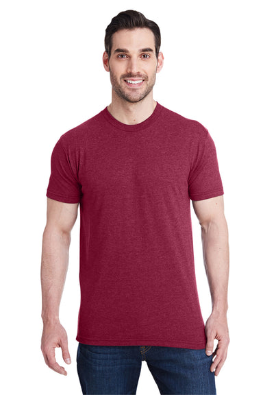 Bayside 5710 Mens USA Made Short Sleeve Crewneck T-Shirt Burgundy Model Front