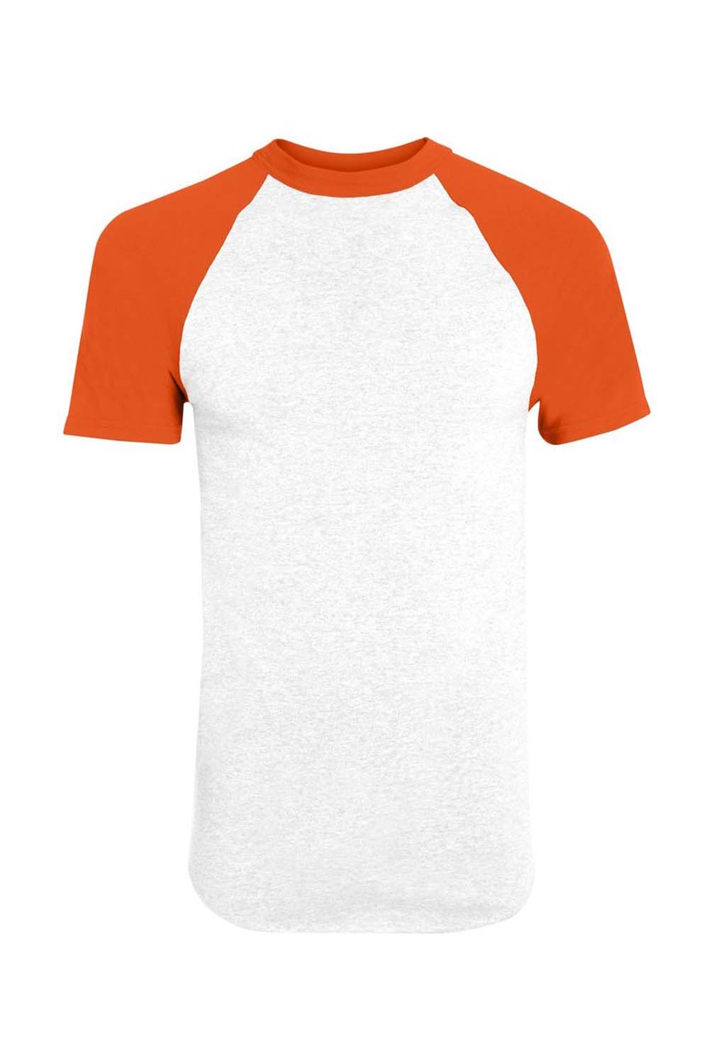 Augusta Sportswear 423 Mens Short Sleeve Crewneck T-Shirt White/Orange Model Flat Front