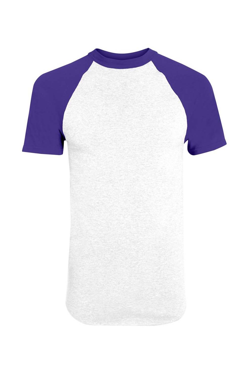 Augusta Sportswear 423 Mens Short Sleeve Crewneck T-Shirt White/Purple Model Flat Front