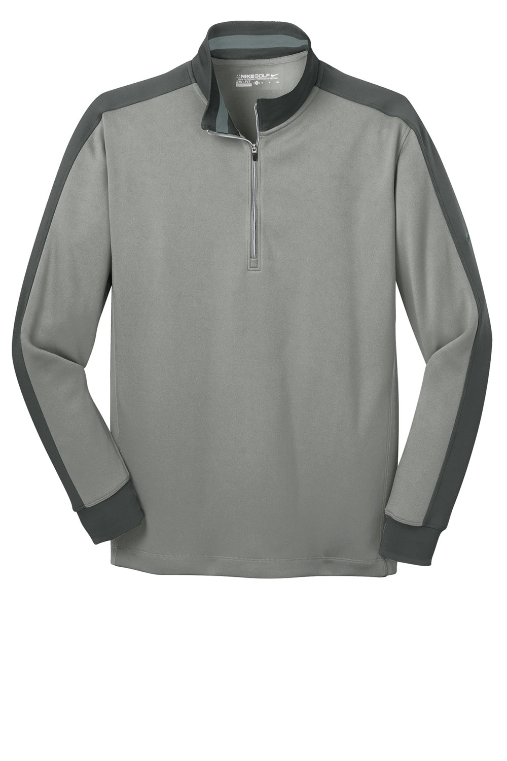 Nike 578673 Mens Dri-Fit Moisture Wicking 1/4 Zip Sweatshirt Heather Grey/Dark Grey Flat Front