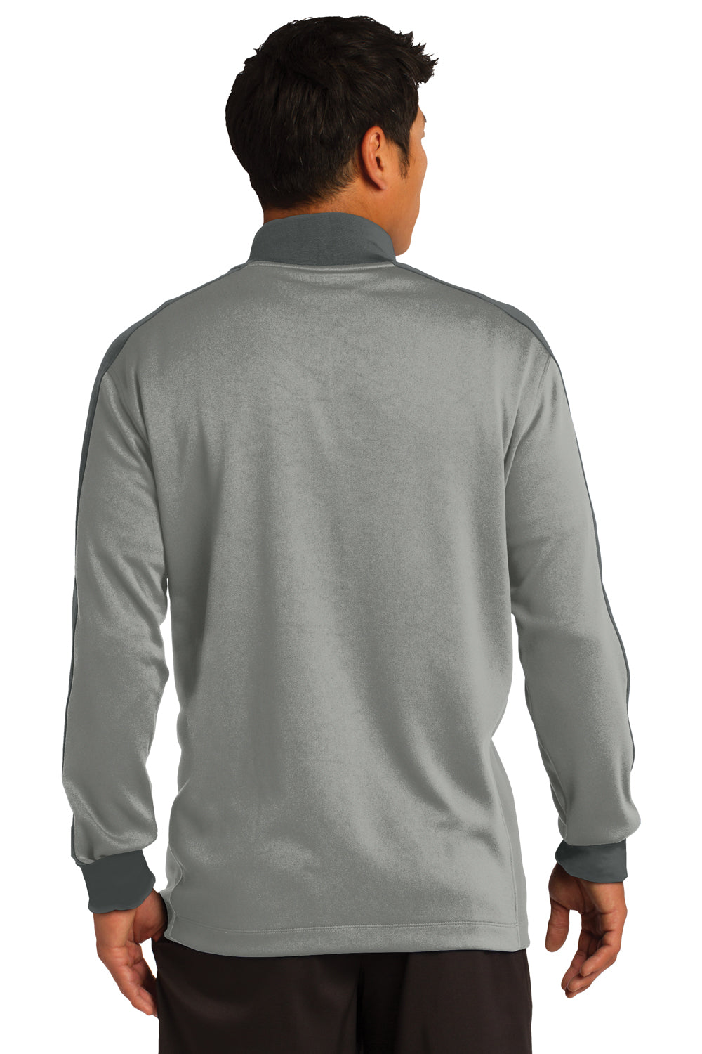 Nike 578673 Mens Dri-Fit Moisture Wicking 1/4 Zip Sweatshirt Heather Grey/Dark Grey Model Back
