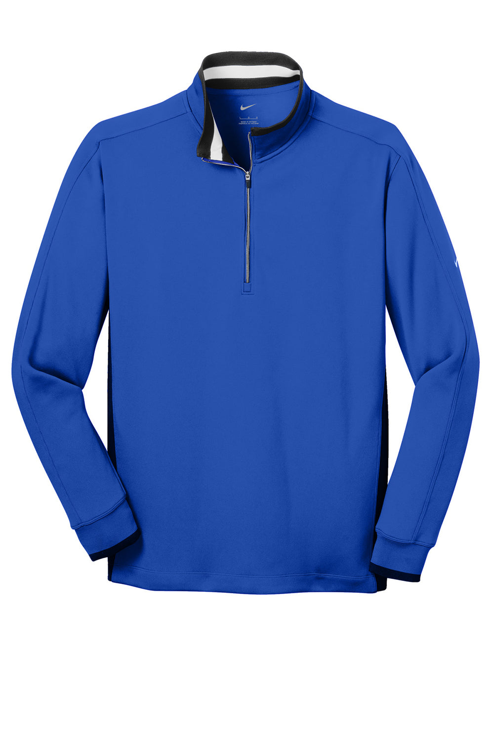 Nike 578673 Mens Dri-Fit Moisture Wicking 1/4 Zip Sweatshirt Royal Blue/Black/White Flat Front