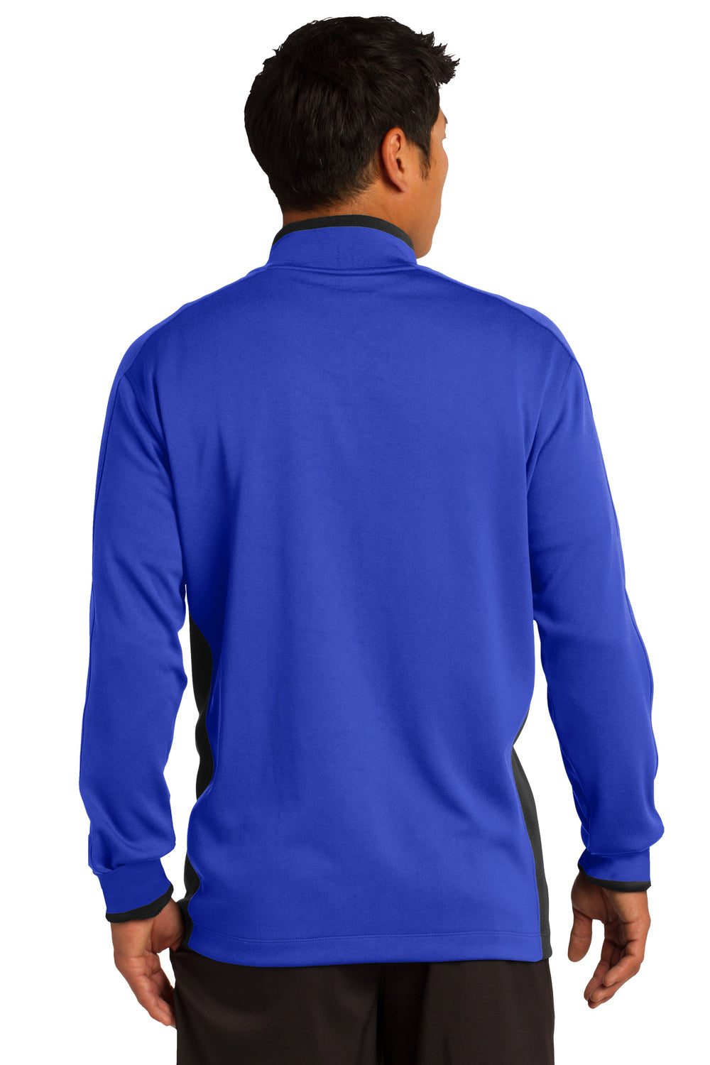 Nike 578673 Mens Dri-Fit Moisture Wicking 1/4 Zip Sweatshirt Royal Blue/Black/White Model Back