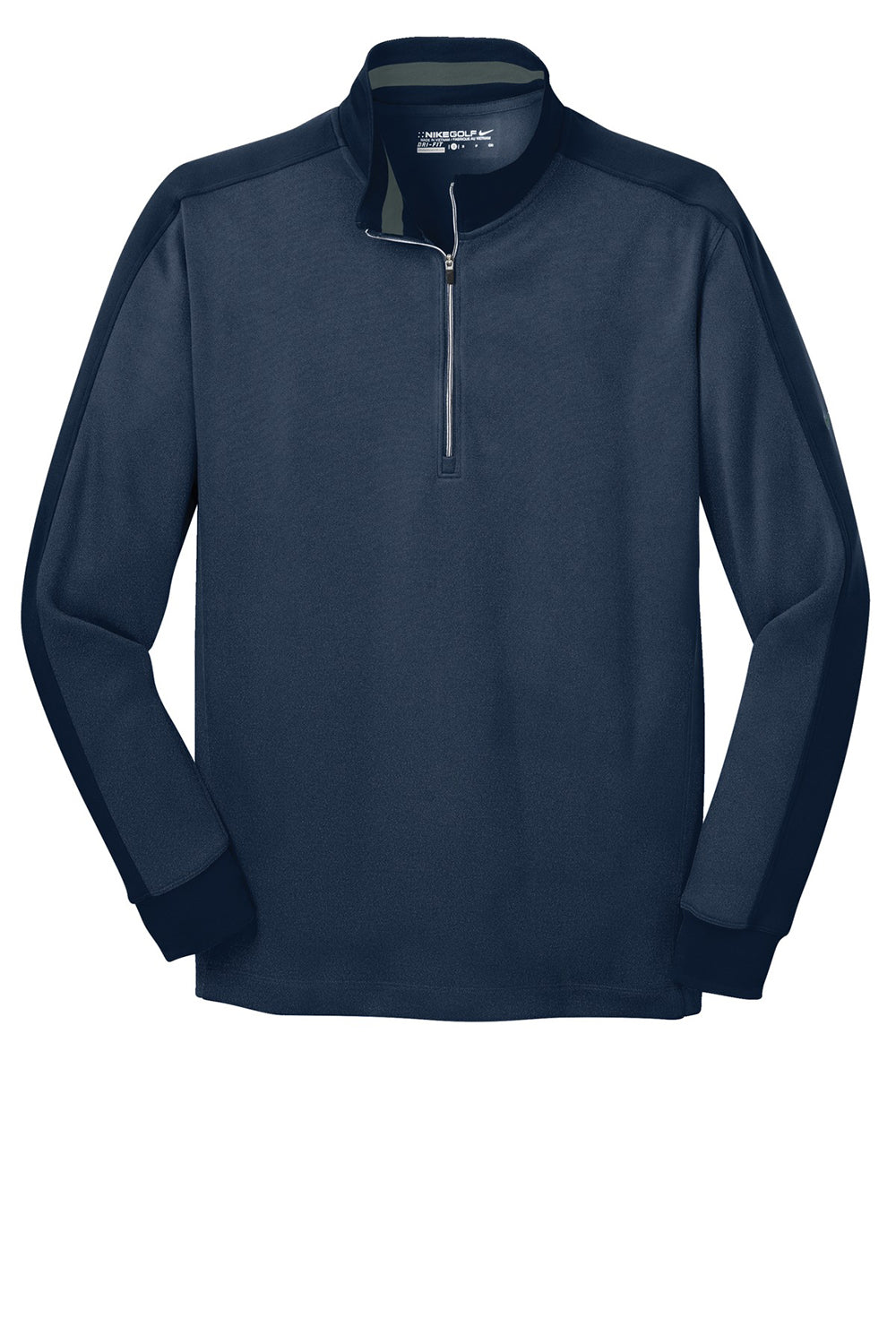 Nike 578673 Mens Dri-Fit Moisture Wicking 1/4 Zip Sweatshirt Heather Navy Blue/Navy Blue Flat Front