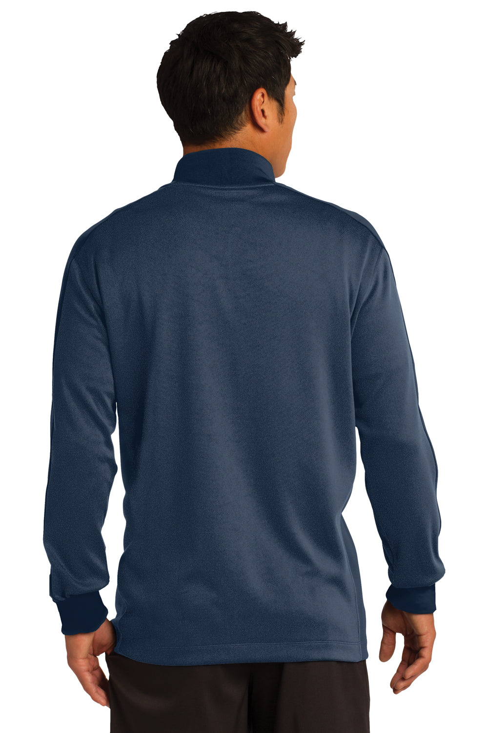 Nike 578673 Mens Dri-Fit Moisture Wicking 1/4 Zip Sweatshirt Heather Navy Blue/Navy Blue Model Back