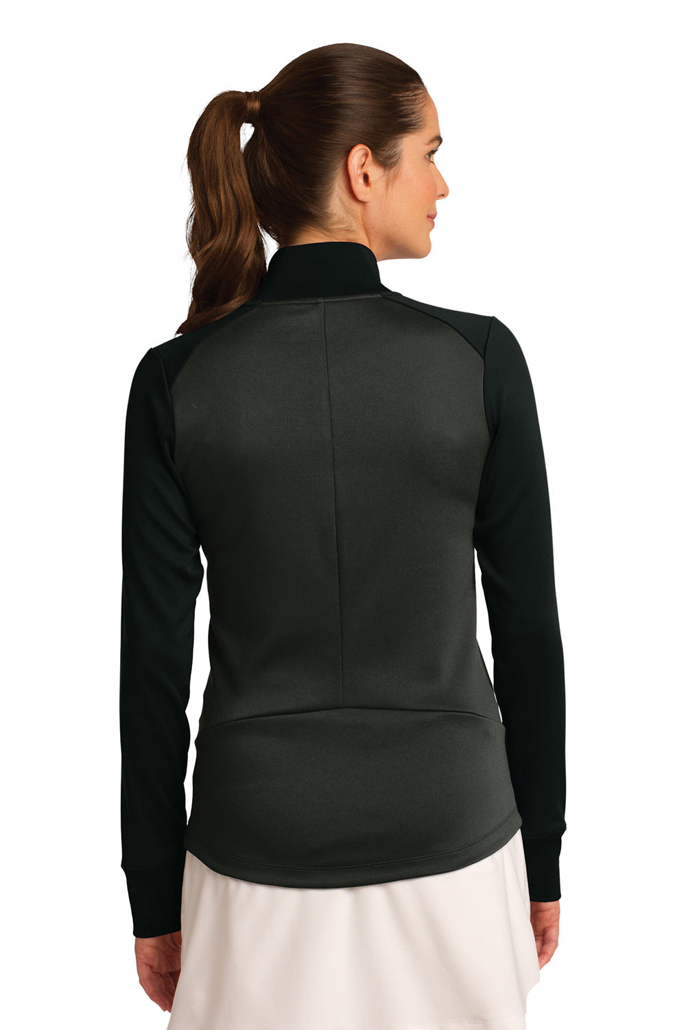 Nike 578674 Womens Dri-Fit Moisture Wicking 1/4 Zip Sweatshirt Anthracite Grey/Black Model Back