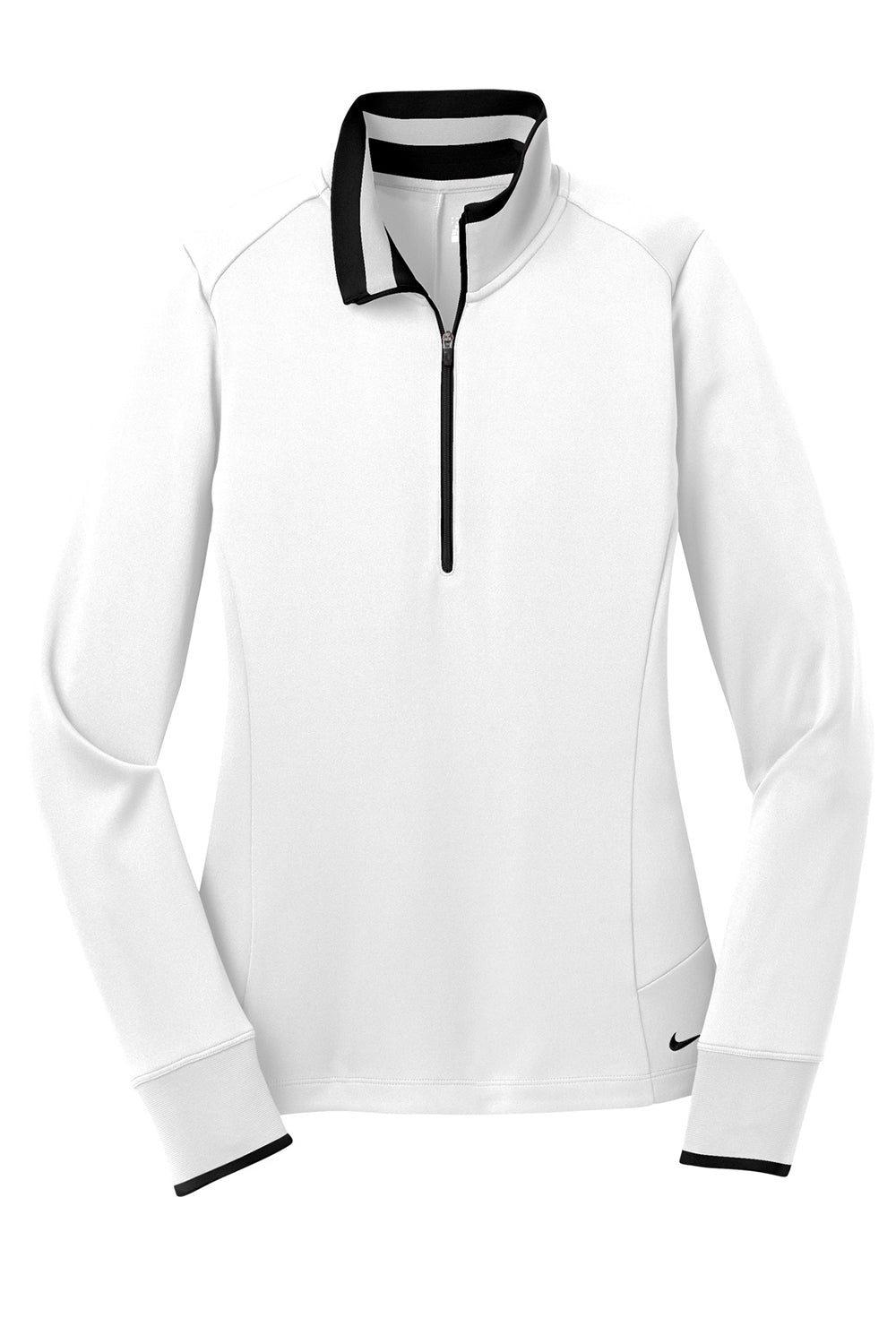 Nike 578674 Womens Dri-Fit Moisture Wicking 1/4 Zip Sweatshirt White/Black Flat Front