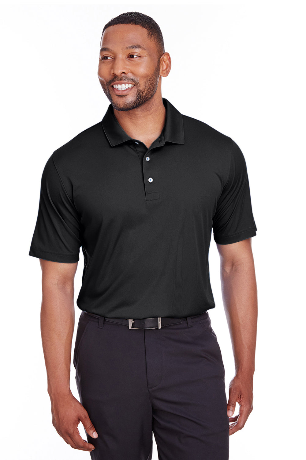 Puma 596799 Mens Icon Performance Moisture Wicking Short Sleeve Polo Shirt Black Model Front